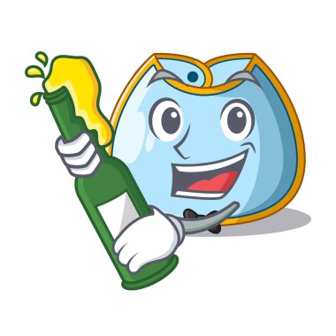 Maskot izole bira bebek önlük ile