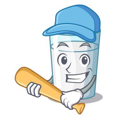 İskambil beyzbol karakter süt bardakta yemek masası