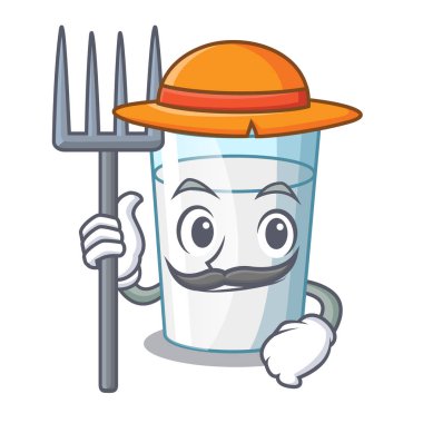 Çiftçi karakter süt cam yemek masası