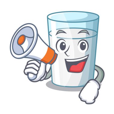 Megafon karakter süt cam ile yemek masası