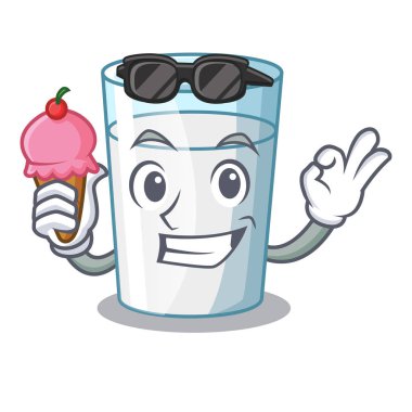 Dondurma protein zengin süt ile çizgi film cam