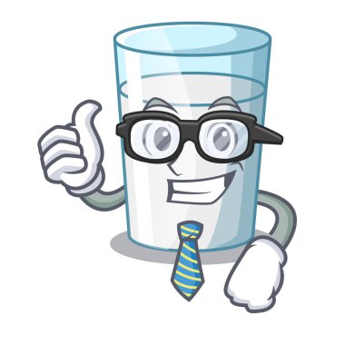 İşadamı protein zengin süt çizgi film cam