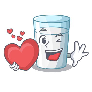 Kalp taze süt cam ile karikatür tablo