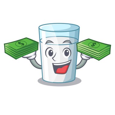 Para taze süt cam ile karikatür tablo