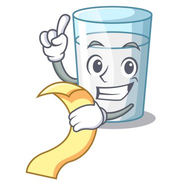 Menü taze süt cam ile karikatür tablo