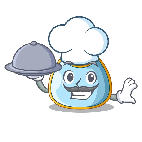 Chef con comida casera babero de tela de dibujos animados — Vector de stock