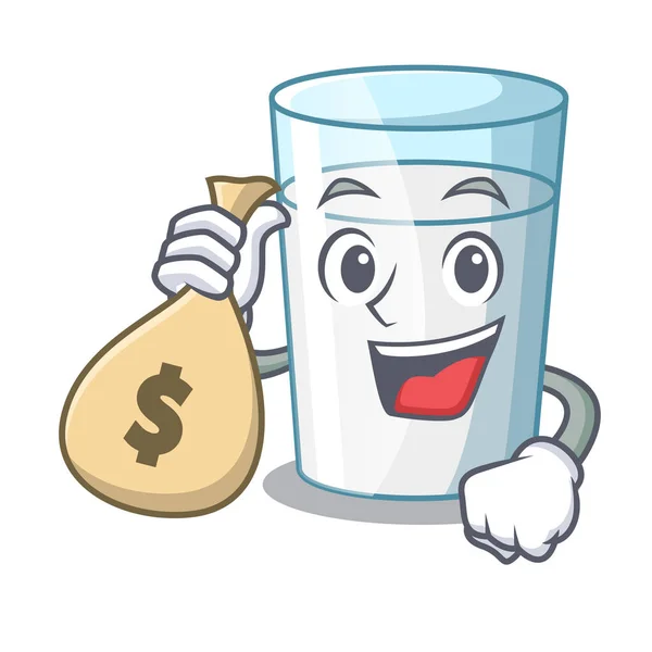 Z pieniędzy torby charakter mleka szkła w stół — Wektor stockowy