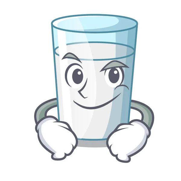 Grinsende proteinreiche Milch im Cartoon-Glas — Stockvektor