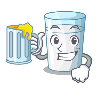 Suyu taze süt cam ile karikatür tablo