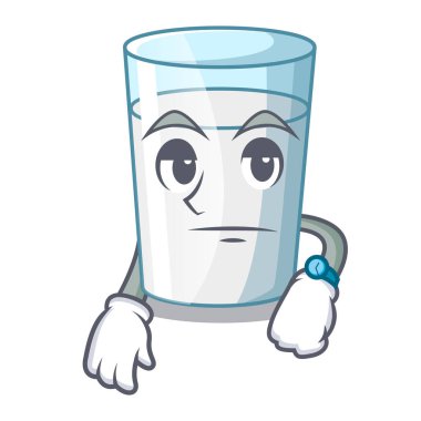 Kahvaltı için bekleyen karikatür tatlı süt cam