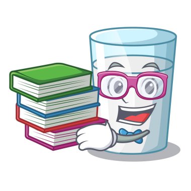 Öğrenci kitap karikatür tatlı süt cam kahvaltı için