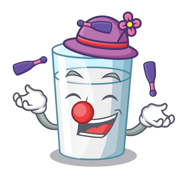 Juggling cartoon sweet milk glass for breakfast — Stock Vector