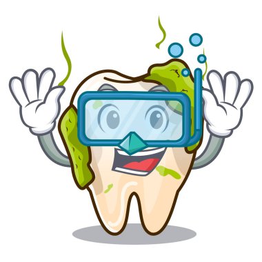 Dalış karikatür sağlıksız çürük dişler ağızda