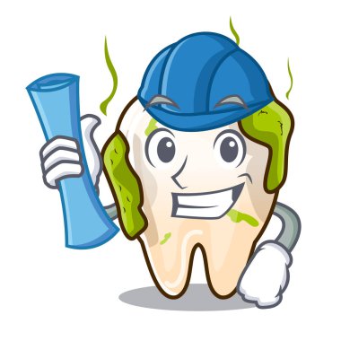 Çizgi film sağlıksız çürük dişler ağızda mimar