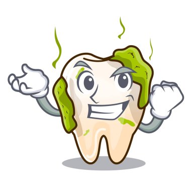Başarılı karikatür sağlıksız çürük dişler ağızda