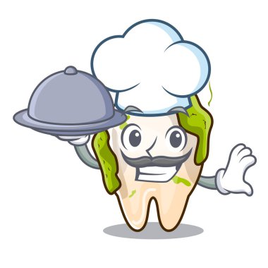 Şef gıda karikatür çürük diş restoratif tedavi öncesi
