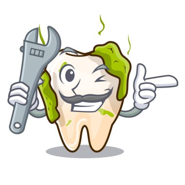 Mekanik karikatür çürük diş diş çürüğü ile