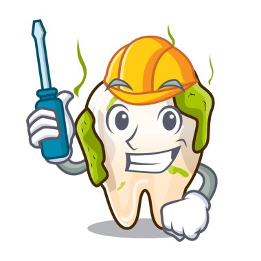 Otomotiv karikatür çürük diş diş çürüğü ile