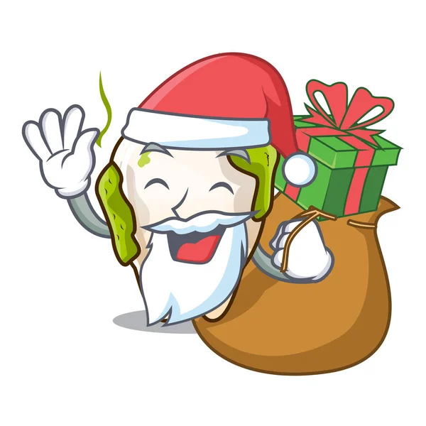 Santa con regalo de dibujos animados diente con caries dental — Archivo Imágenes Vectoriales