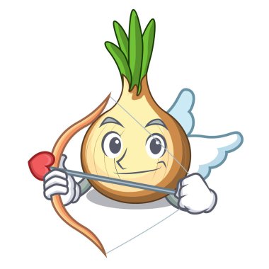 Aşk tanrısı karakter taze sarı soğan masada