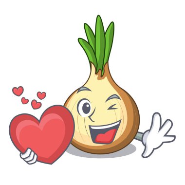 Yemek pişirmek için kalp karikatür olgun sarı soğan ile