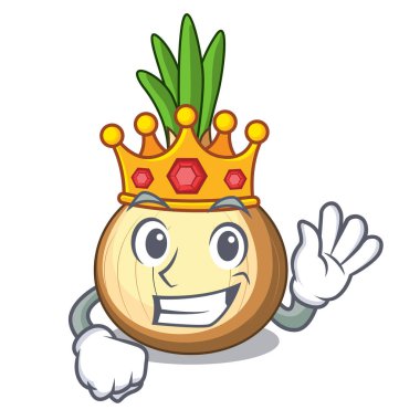 Kral taze sarı soğan maskotu izole