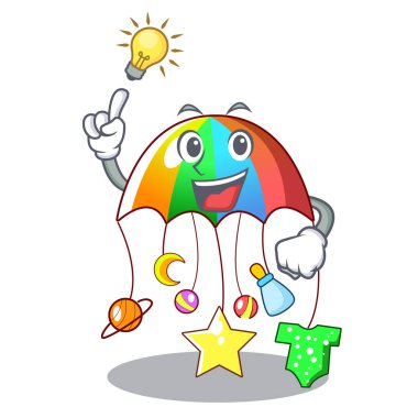 Oyuncaklar asılı karikatür ile oynarken bir fikir bebek sahibi