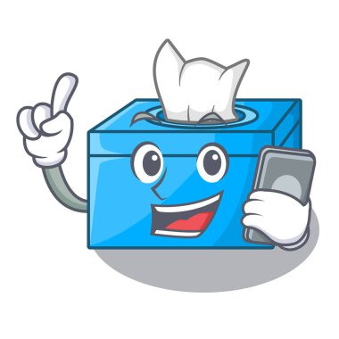 Telefon karakter doku kutusu ile ahşap zeminler üzerinde