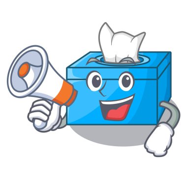 Megafon karakter doku kutusu ile ahşap zeminler üzerinde