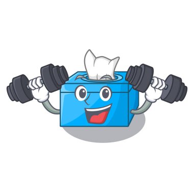 Fitness karakter doku kutusu ahşap zeminler üzerinde