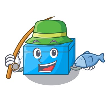 Balık tutma çizgi film doku kutusunda büfe