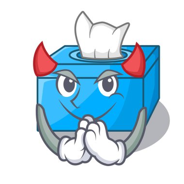 Şeytan karikatür doku kutusunda bir büfe vektör çizim