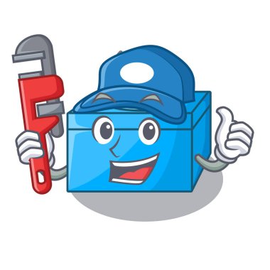 Tesisatçı doku kutusu üzerinde maskot izole