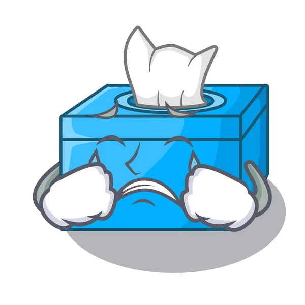 在餐具柜上哭泣的卡通纸巾盒 — 图库矢量图片