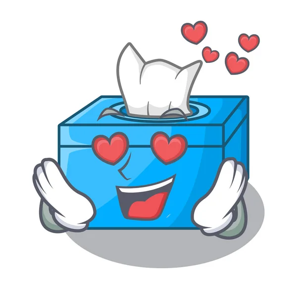 Στο κουτί ιστού καρτούν αγάπης σε έναν μπουφέ — Διανυσματικό Αρχείο