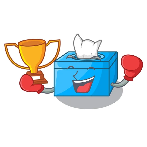 Boxing Pemenang Kotak Jaringan Terisolasi Pada Gambar Vektor Maskot - Stok Vektor