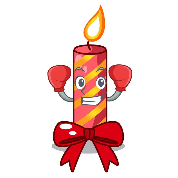 Boksen karakter Kerstdecoratie met kerst kaars — Stockvector