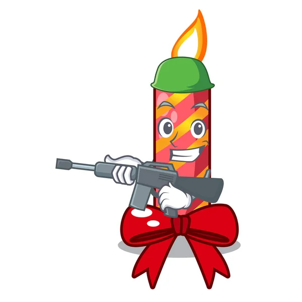 Caractère militaire décoration de Noël avec bougie de Noël — Image vectorielle
