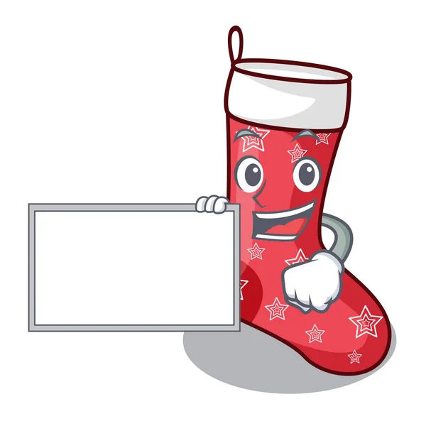 Met Bestuur Karakter Kerst Sock Voor Decoratie Kerst Vectorillustratie — Stockvector