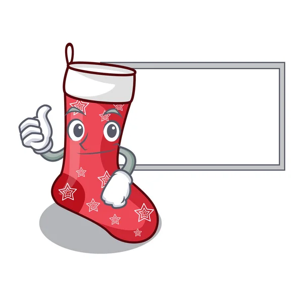 Duimen omhoog met bestuur karakter kerst sock voor decoratie kerst — Stockvector