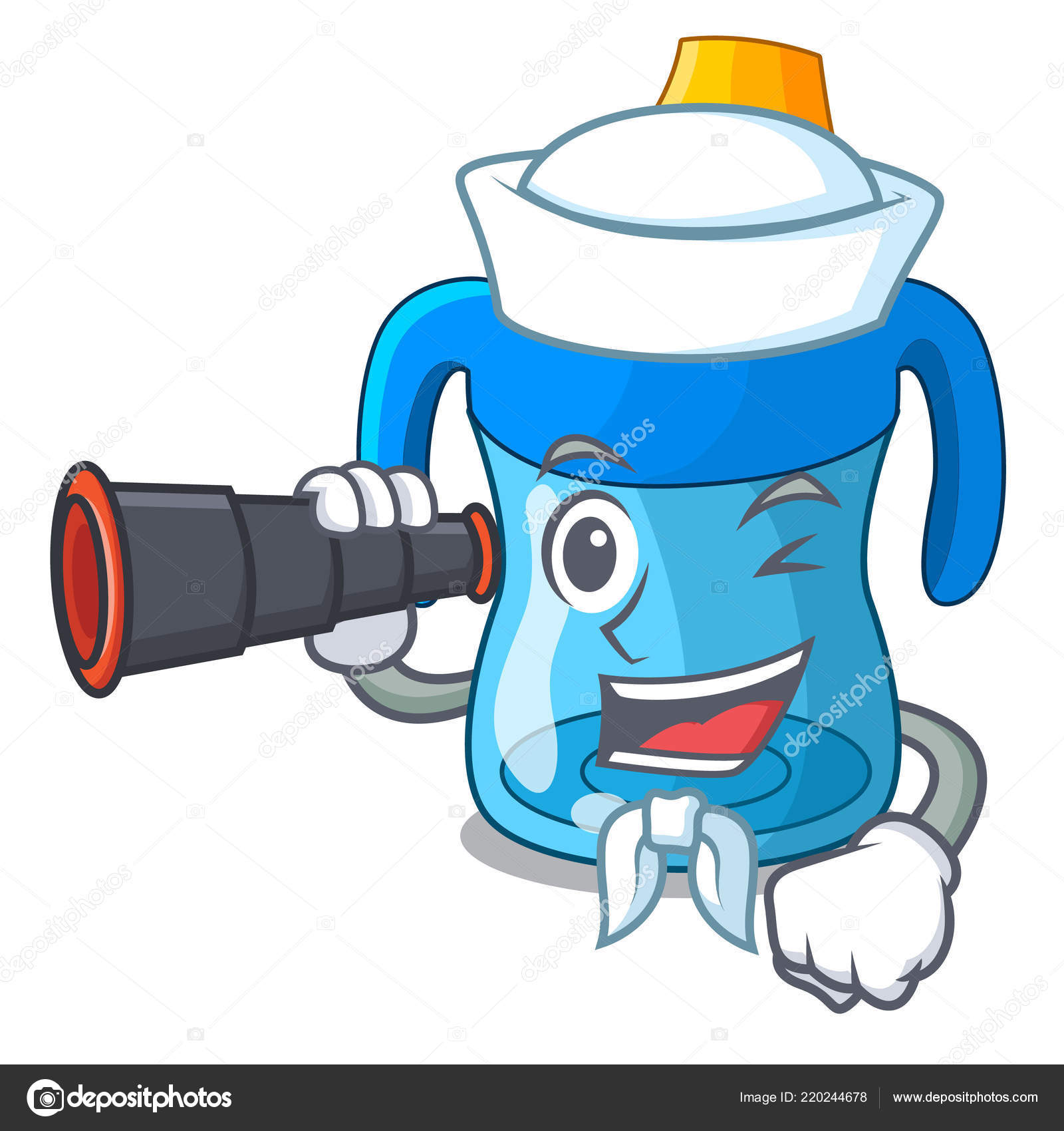 Marinero Con Bebe Dibujos Animados Binoculares Beber Ilustracion Vector Taza Vector Grafico Vectorial C Kongvector Imagen