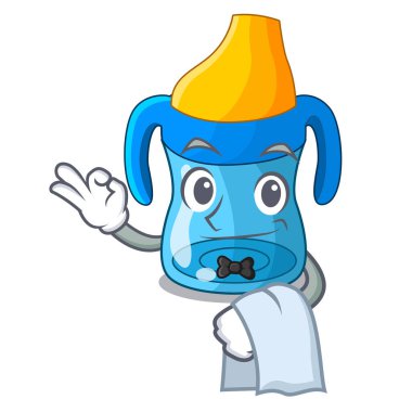 Garson karikatür bebek eğitim bardaktan içiyor