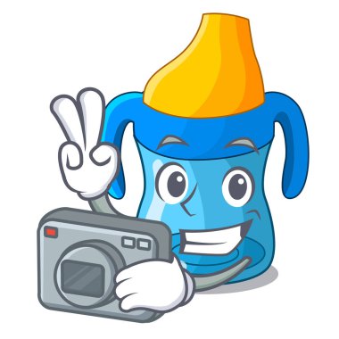 Fotoğrafçı karikatür bebek eğitim bardaktan içiyor