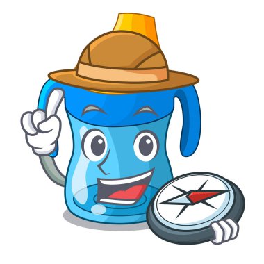 Explorer karikatür bebek eğitim bardaktan içiyor