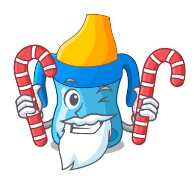 Santa ile şeker bebek eğitim Kupası maskotu izole