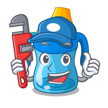 Tesisatçı bebek eğitim Kupası maskotu izole