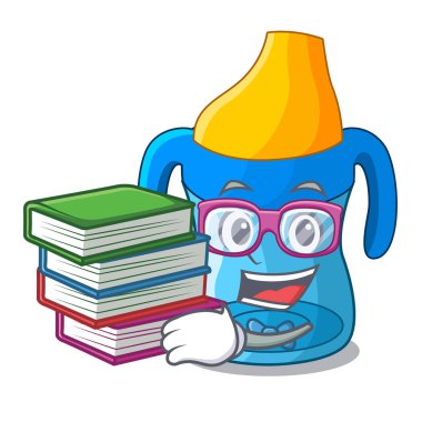 Öğrenci kitap bebek eğitim Kupası maskotu izole ile