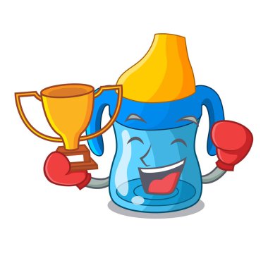 Boks şampiyonu bebek eğitim Kupası maskotu izole