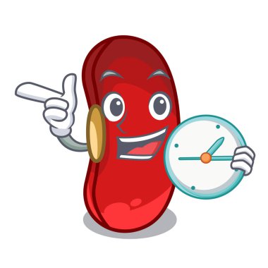 Çizgi film kase ile saat kırmızı fasulye