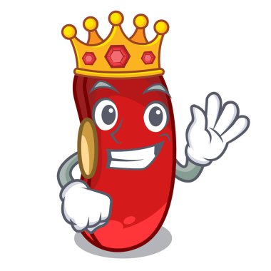 Kral kırmızı fasulye üzerinde izole maskot kazık